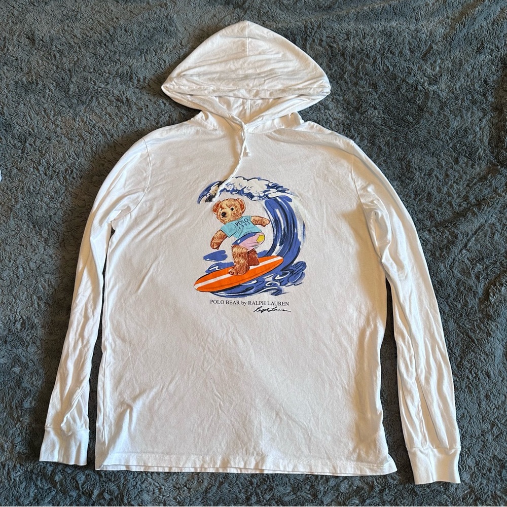 Rare Vintage Polo Ralph Lauren Surfing Bear Hoodie